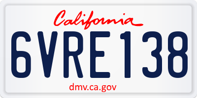 CA license plate 6VRE138