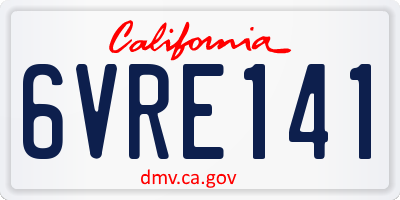 CA license plate 6VRE141
