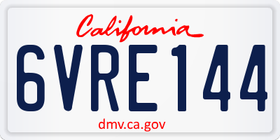 CA license plate 6VRE144