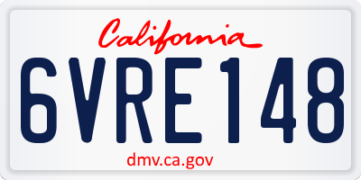 CA license plate 6VRE148