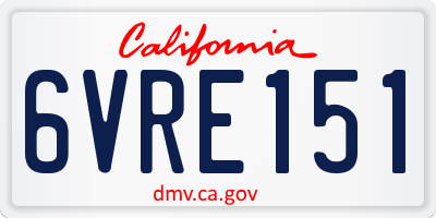 CA license plate 6VRE151