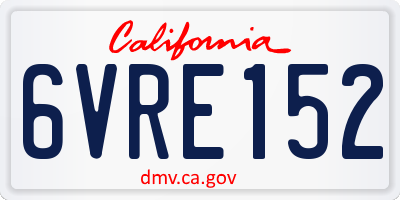 CA license plate 6VRE152