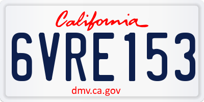 CA license plate 6VRE153