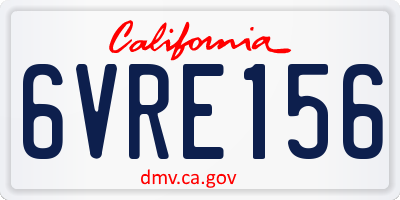 CA license plate 6VRE156
