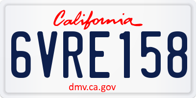 CA license plate 6VRE158