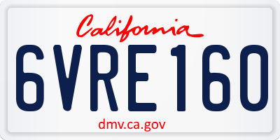 CA license plate 6VRE160