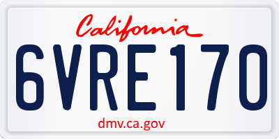 CA license plate 6VRE170