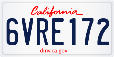 CA license plate 6VRE172