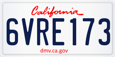 CA license plate 6VRE173