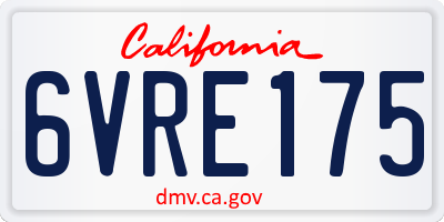 CA license plate 6VRE175