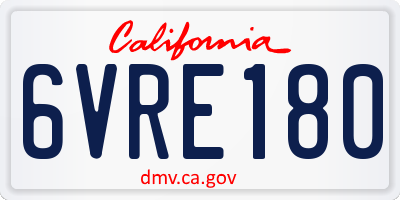 CA license plate 6VRE180