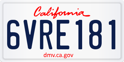 CA license plate 6VRE181
