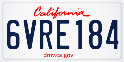 CA license plate 6VRE184