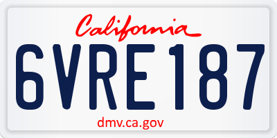 CA license plate 6VRE187