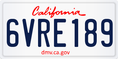 CA license plate 6VRE189