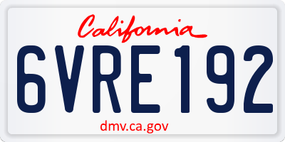 CA license plate 6VRE192
