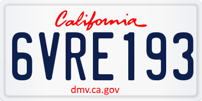 CA license plate 6VRE193
