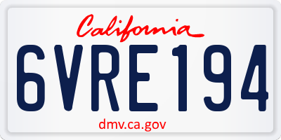 CA license plate 6VRE194