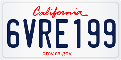 CA license plate 6VRE199