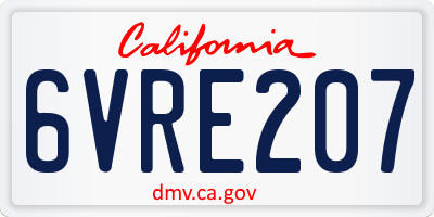 CA license plate 6VRE207