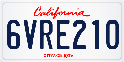 CA license plate 6VRE210