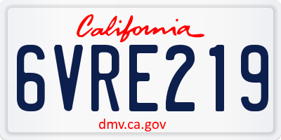 CA license plate 6VRE219