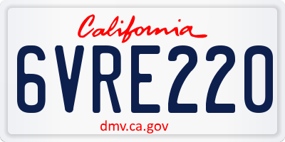CA license plate 6VRE220