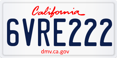CA license plate 6VRE222