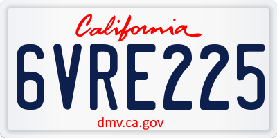 CA license plate 6VRE225