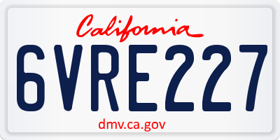CA license plate 6VRE227