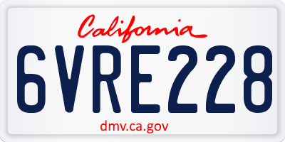 CA license plate 6VRE228