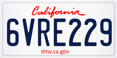 CA license plate 6VRE229