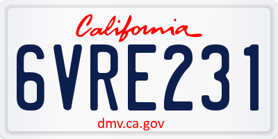 CA license plate 6VRE231