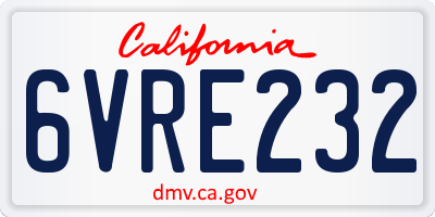 CA license plate 6VRE232