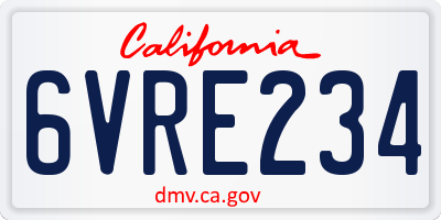 CA license plate 6VRE234