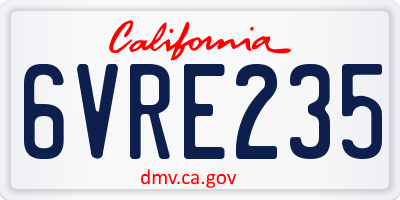 CA license plate 6VRE235