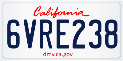 CA license plate 6VRE238