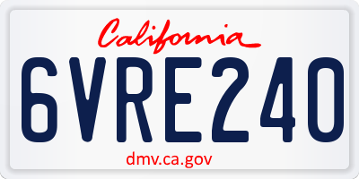 CA license plate 6VRE240