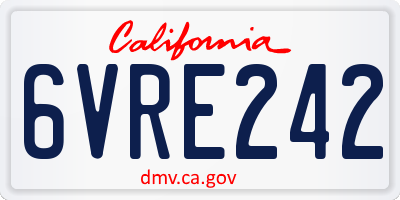 CA license plate 6VRE242