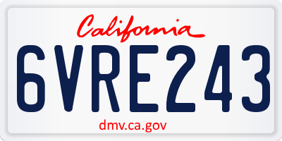 CA license plate 6VRE243