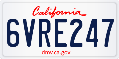 CA license plate 6VRE247