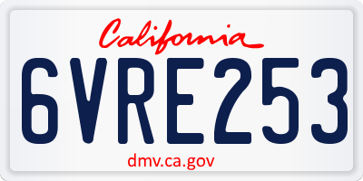 CA license plate 6VRE253