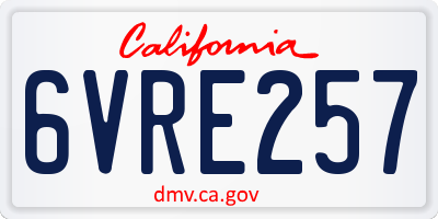 CA license plate 6VRE257