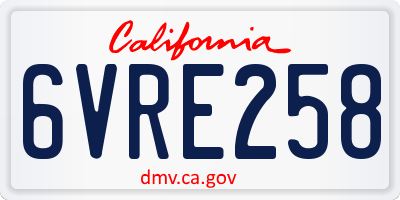 CA license plate 6VRE258