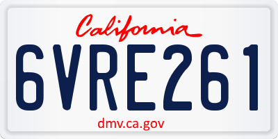 CA license plate 6VRE261