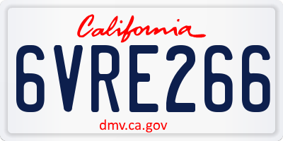 CA license plate 6VRE266