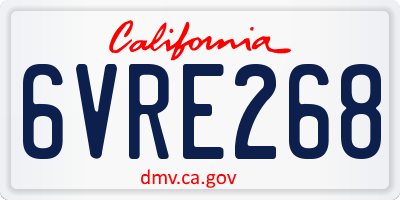 CA license plate 6VRE268