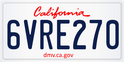 CA license plate 6VRE270