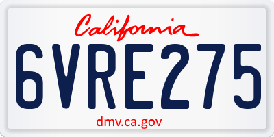 CA license plate 6VRE275