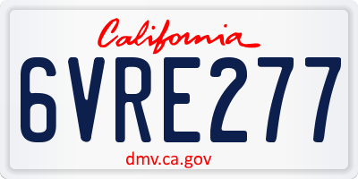 CA license plate 6VRE277